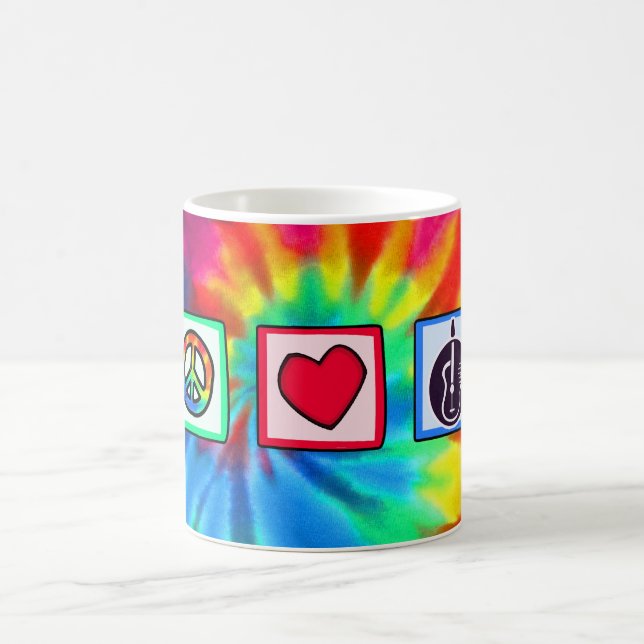 Peace, Love,  Acoustic Guitars Coffee Mug (Center)