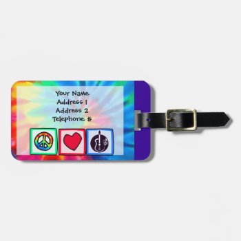 Peace  Love   Acoustic Guitars Luggage Tag by MusicPlanet at Zazzle