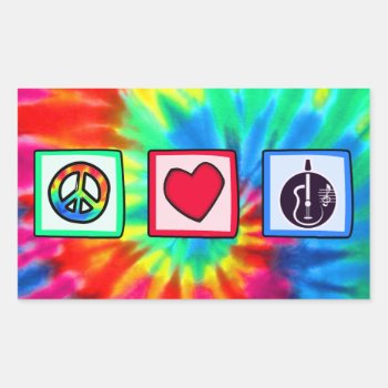 Peace  Love   Acoustic Guitars Rectangular Sticker by MusicPlanet at Zazzle