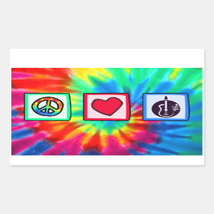 Peace, Love,  Acoustic Guitars Rectangular Sticker