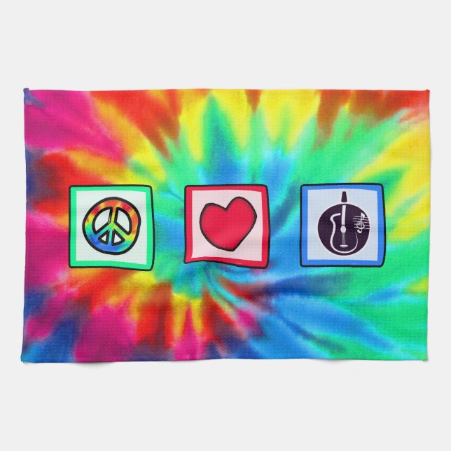 Peace, Love,  Acoustic Guitars Towel (Horizontal)