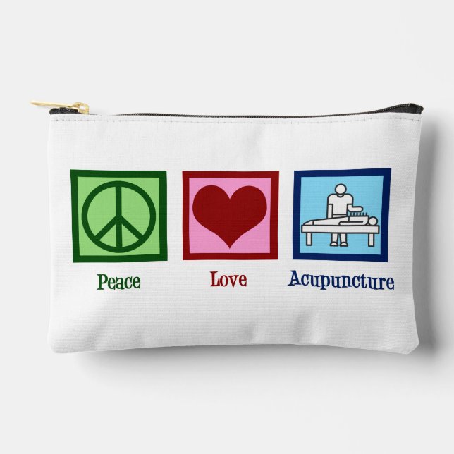 Peace Love Acupuncture Cute Acupuncturist Accessory Pouch (Front)