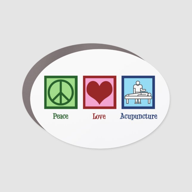Peace Love Acupuncture Cute Acupuncturist Car Magnet (Front)