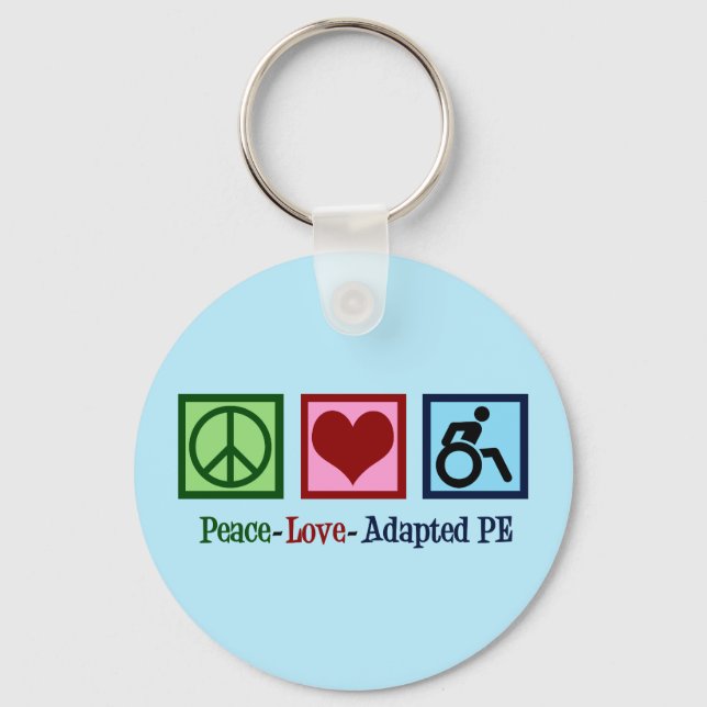 Peace Love Adapted PE Teacher Keychain (Front)