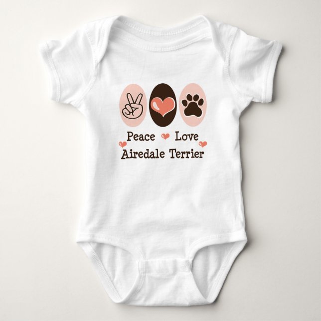 Peace Love Airedale Terrier Infant Creeper (Front)