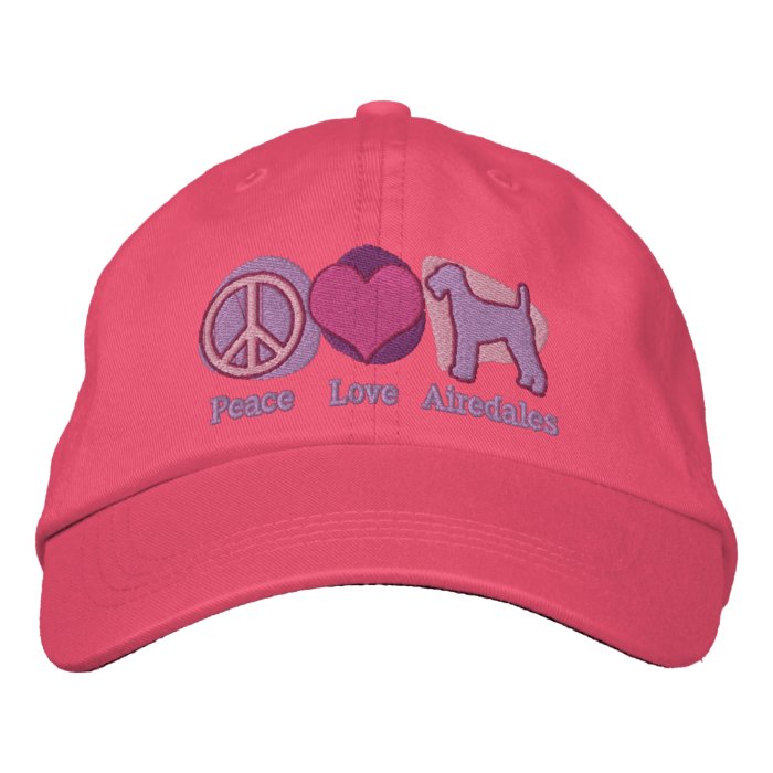 Peace Love Airedales Embroidered Hat (Pretty)