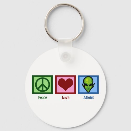 Peace Love Aliens Keychain