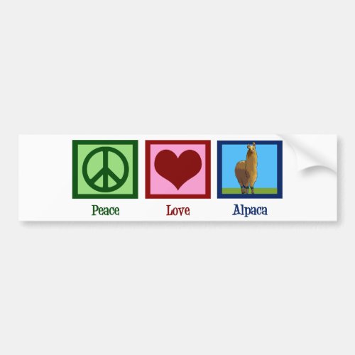 Peace Love Alpaca Bumper Sticker