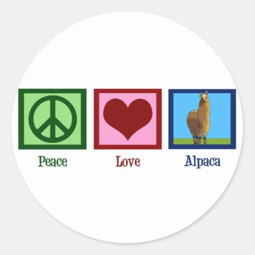 Peace Love Alpaca Classic Round Sticker