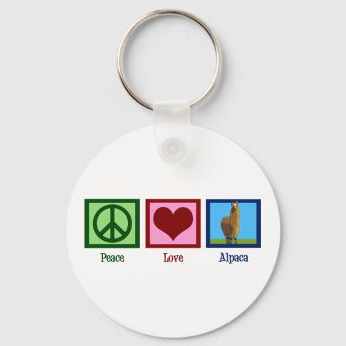 Peace Love Alpaca Keychain