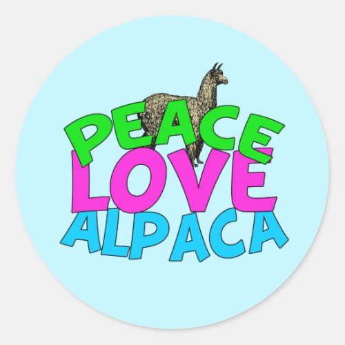 Peace Love Alpacas Classic Round Sticker