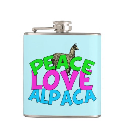 Peace Love Alpacas Hip Flask