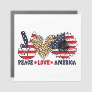 Peace Love America 4th of July Patriotic Car Magnet