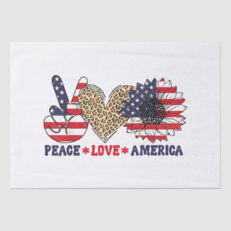 Peace Love America 4th of July Patriotic  Tissue Paper