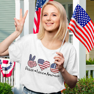 Peace Love America Funny Patriotic T-Shirt