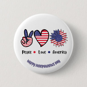 "Peace Love America" Patriotic Symbols Custom Button