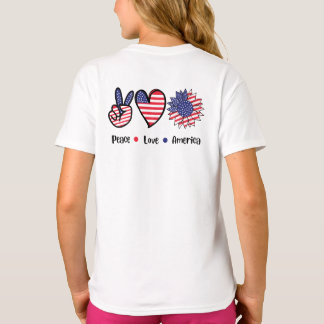 Peace Love America Patriotic USA Flag Graphic T-Shirt