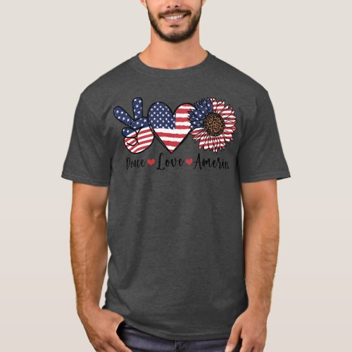 Peace Love America Sunflower Patriotic Tie Dye T_Shirt