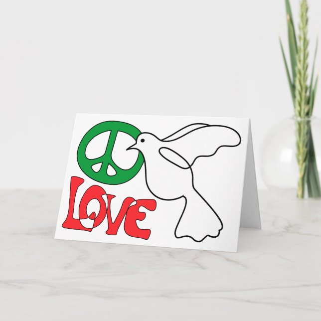 Peace Love and a Dove Holiday Greeting Card (Front)