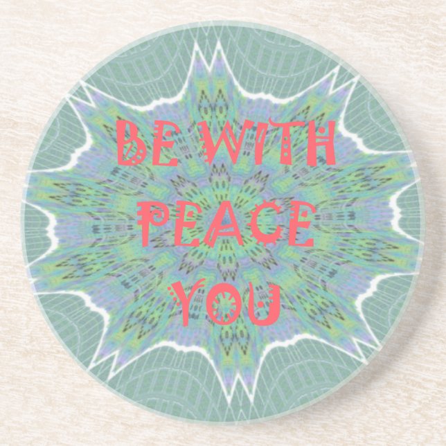 Peace, Love, and African Print: Peace Be With You Sandstone Coaster (Front)