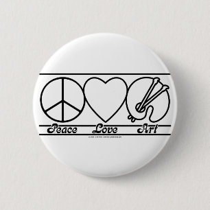 Peace Love and Art Button