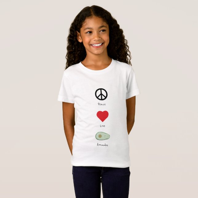 Peace, Love, and Avocados Kid's T-shirt (Front Full)
