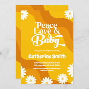 Peace Love and Baby Retro Baby Shower Invitation