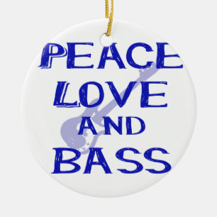 peace love and bass bernice blue w guitar ceramic ornament