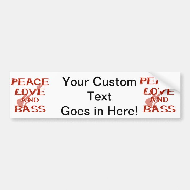 peace love and bass bernice red w guitar bumper sticker (Front)