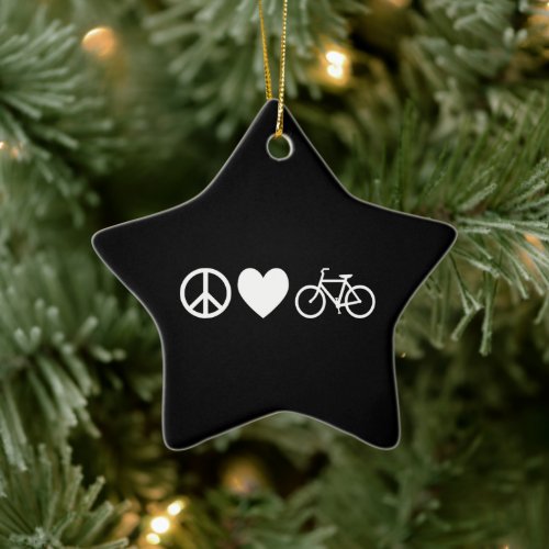 Peace Love and Bicycles Ceramic Ornament
