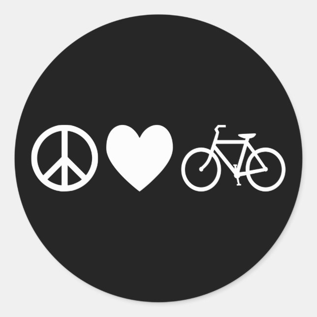Peace Love and Bicycles Classic Round Sticker (Front)