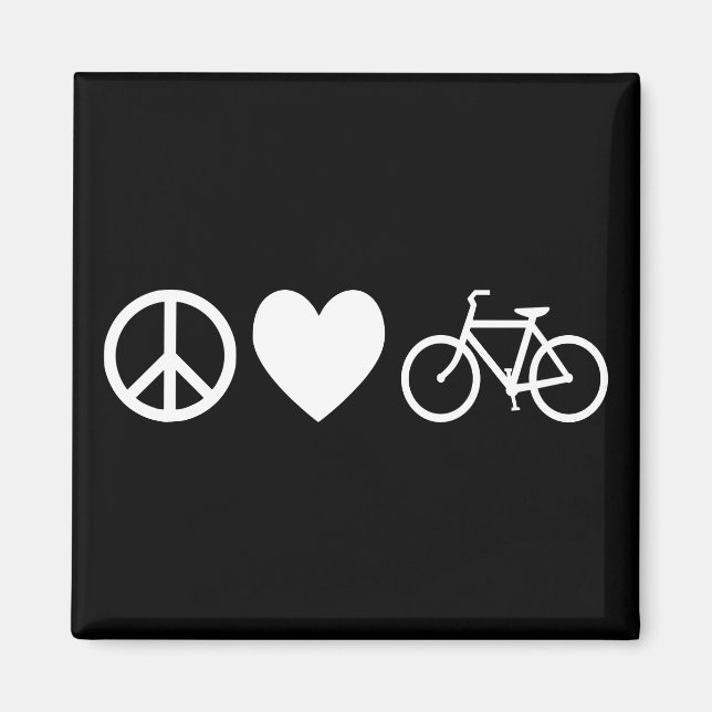 Peace Love and Bicycles Magnet (Front)