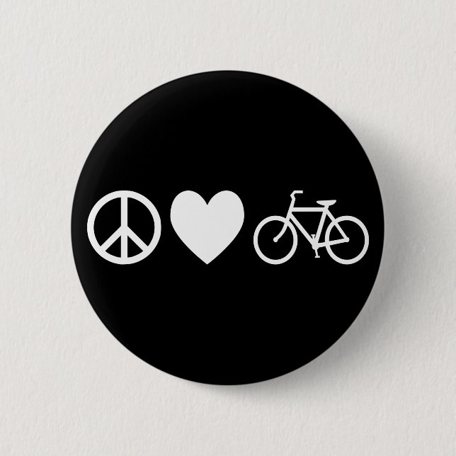 Peace Love and Bicycles Pinback Button (Front)