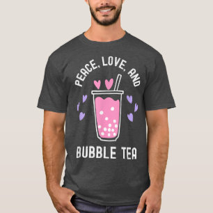 Peace Love and Bubble Tea Cute Purple Pink and Bob T-Shirt
