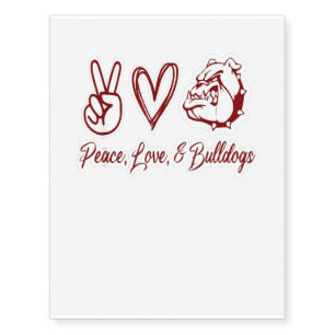 Peace, Love, And Bulldogs Temporary Tattoos
