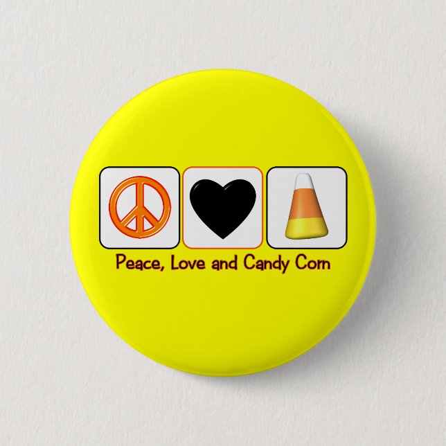 Peace, Love and Candy Corn Button (Front)