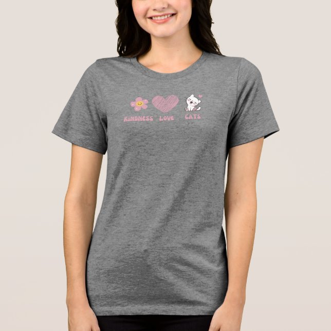 Peace, Love and Cats Doodles  Tri-Blend Shirt (Front)