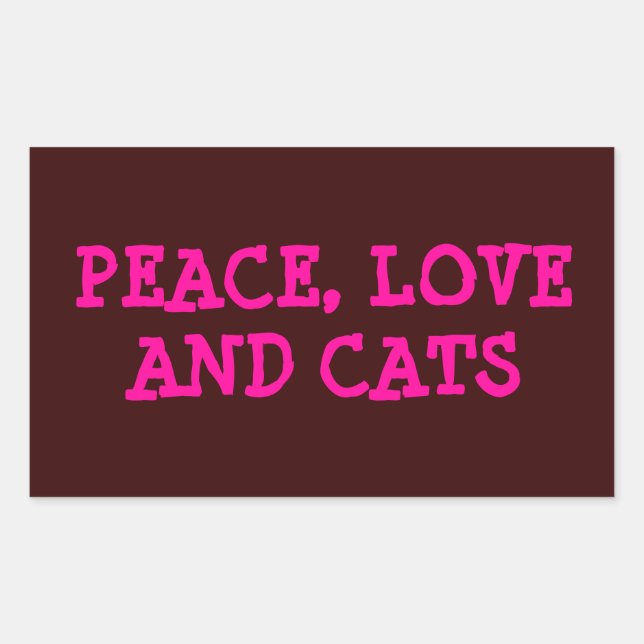 PEACE, LOVE AND CATS, RECTANGULAR STICKER (Front)