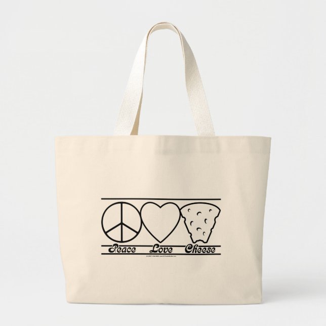 Peace Love and Cheese Large Tote Bag (Front)