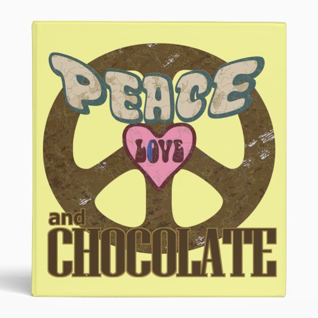 Peace Love and Chocolate 3 Ring Binder (Front)