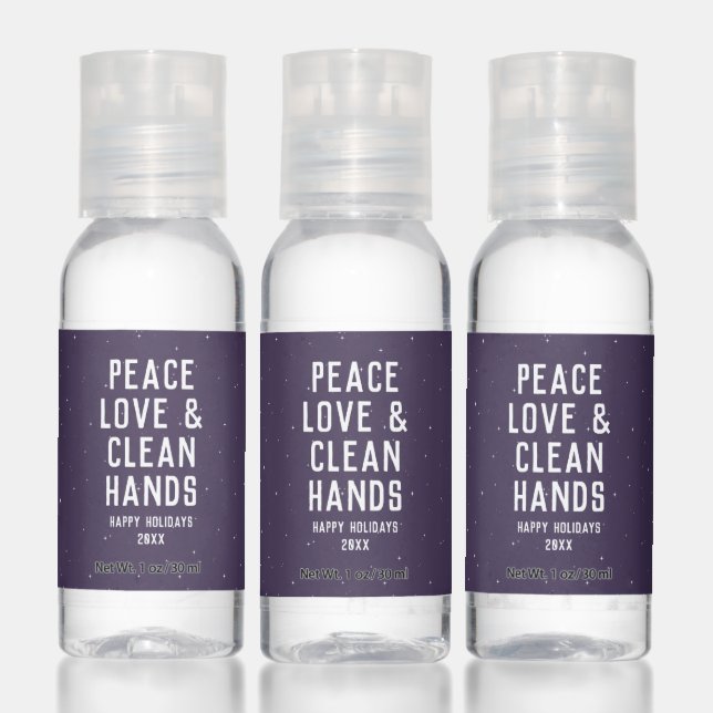 Peace love and clean hands purple holiday hand sanitizer (Set)