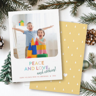 Peace Love and Cookies Fun Bright Rainbow Trees Holiday Card