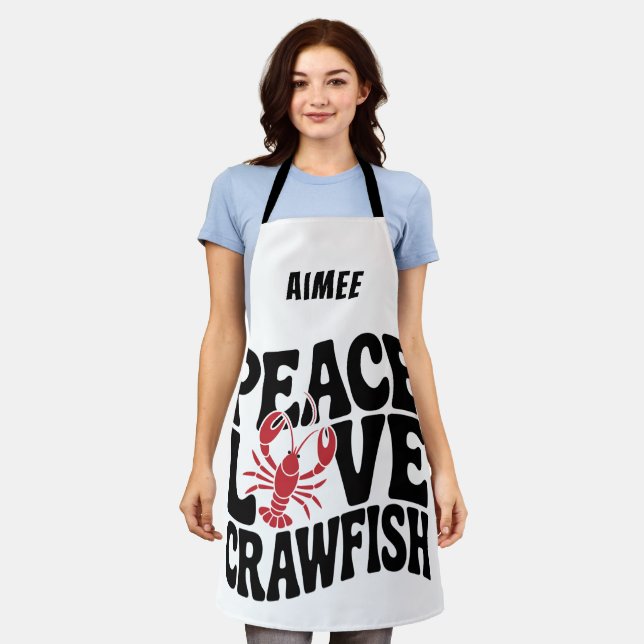Peace Love and Crawfish Cajun Name Apron (Worn)
