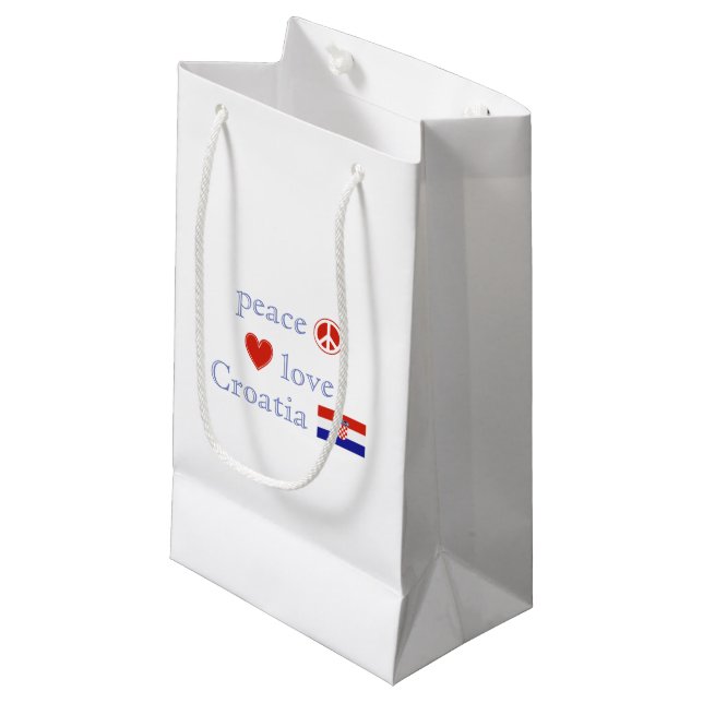 Peace Love and Croatia Small Gift Bag (Front Angled)