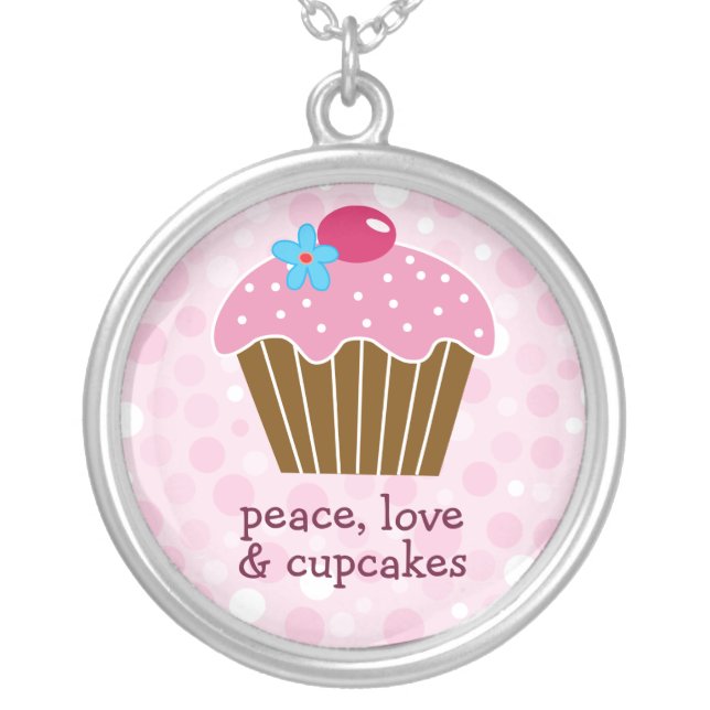 Peace, Love and Cupcakes Necklace (Front)