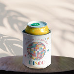 Peace, Love, and Disco Birthday Party Custom Can Cooler<br><div class="desc">Get groovy at your next birthday bash with our Disco Garden Party Personalized Can Cooler. Perfect for a disco-themed celebration, this can cooler features a cute disco ball adorned with pastel colors and surrounded by twinkle stars, evoking the spirit of the 70s. Personalize it with the birthday person's name and...</div>