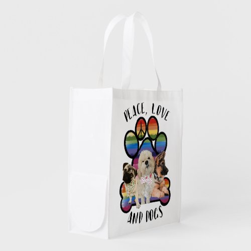 Peace Love and Dogs Grocery Bag