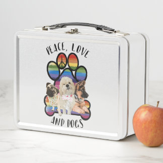 Peace, Love, and Dogs Metal Lunch Box