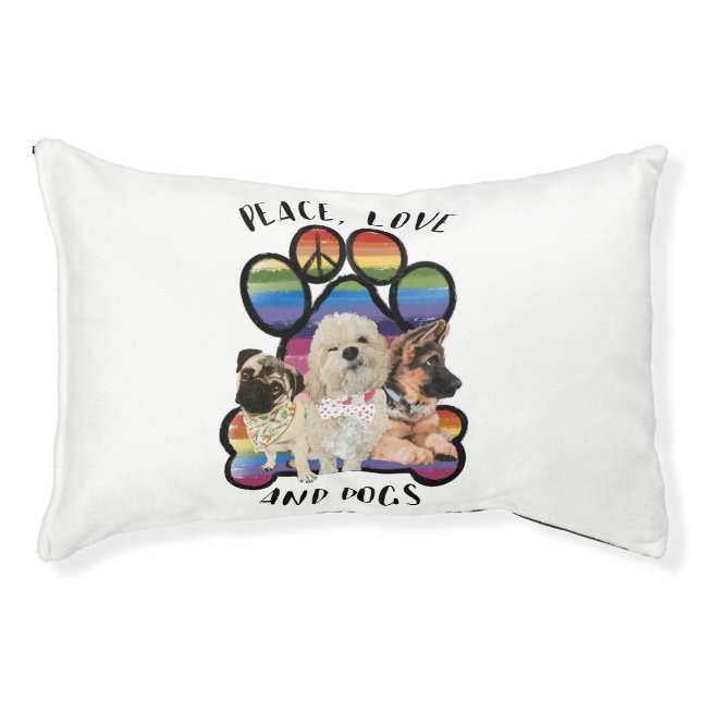 Peace, Love, and Dogs Pet Bed (Front)