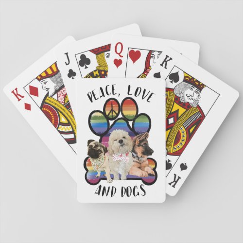 Peace Love and Dogs Playing Cards